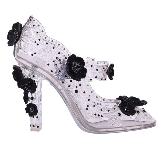 Dolce & Gabbana - Transparent Cinderella PVC Crystal Flower Pumps Black 36 6 - Picture 1 of 5